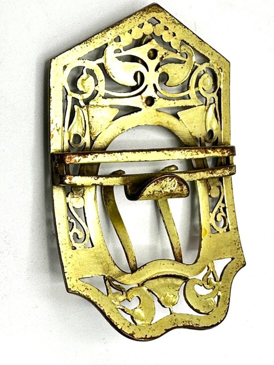 Art Nouveau Belt Buckle with Rhodonite Cabochons—Convert into Brooch or Pendant - Picture 5 of 11